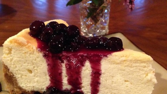 Lemon Souffle Cheesecake with Blueberry Topping